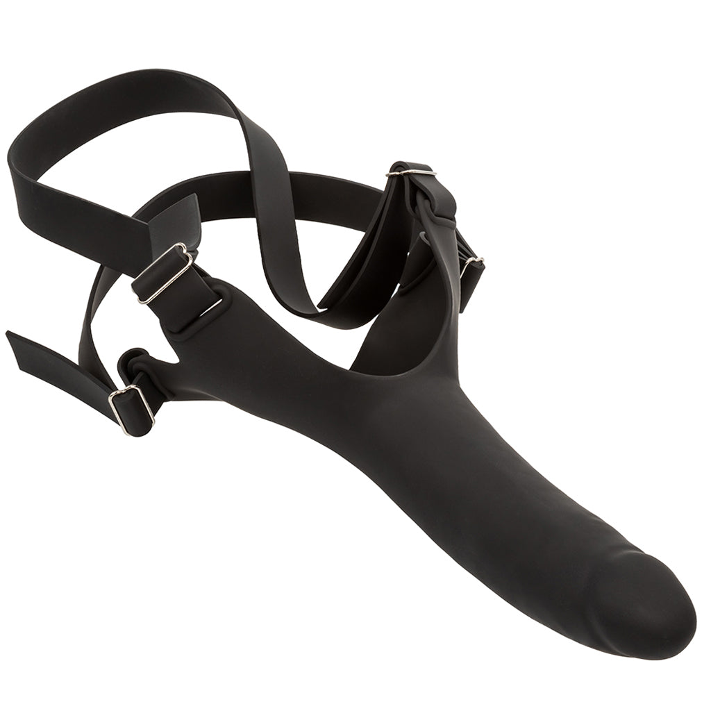 Accommodator Silicone Chin Strap Dildo in Black - Image 2