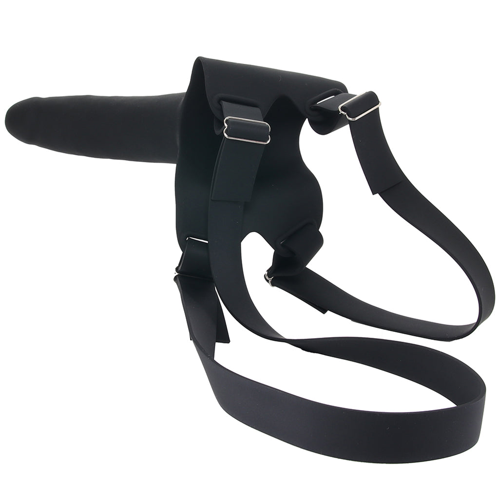 Accommodator Silicone Chin Strap Dildo in Black - Image 5