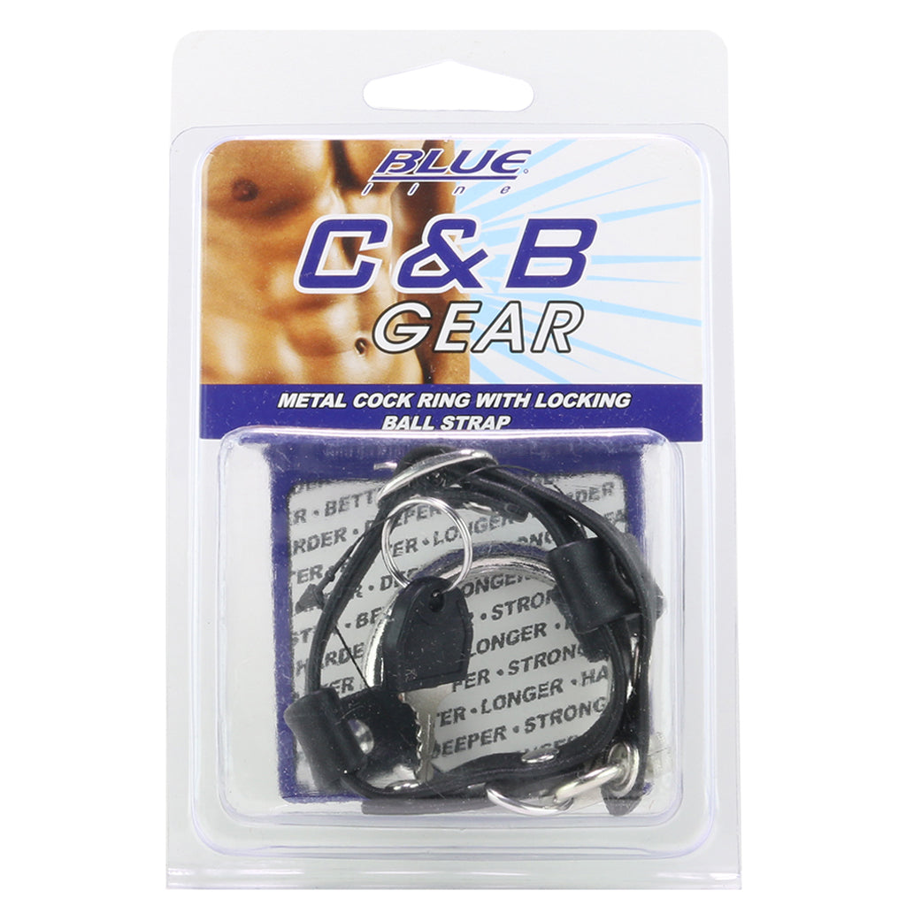 Metal Cock Ring with Locking Ball Strap - Image 6