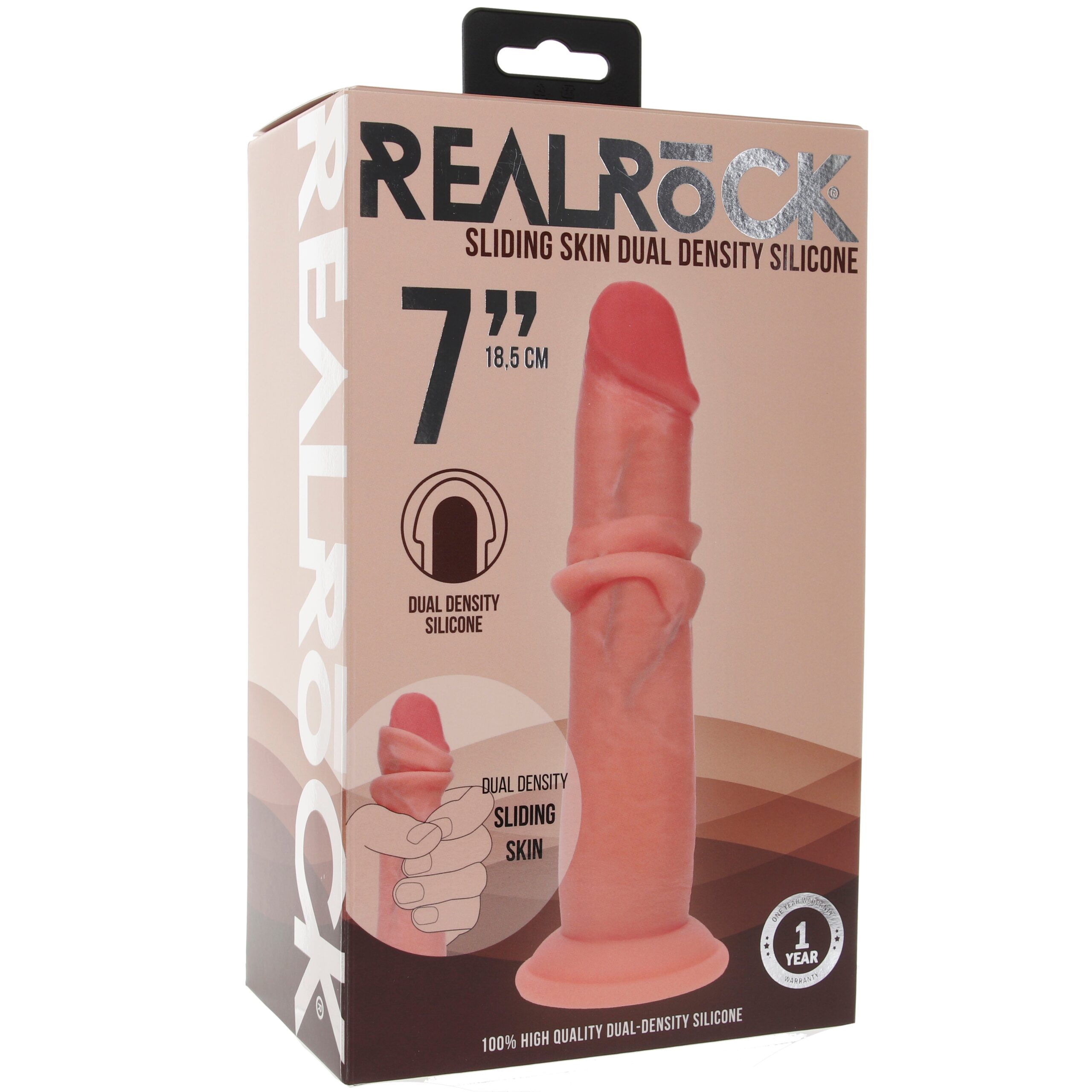 RealRock 7 Inch Dual Density Sliding Skin Dildo in Light - Image 9