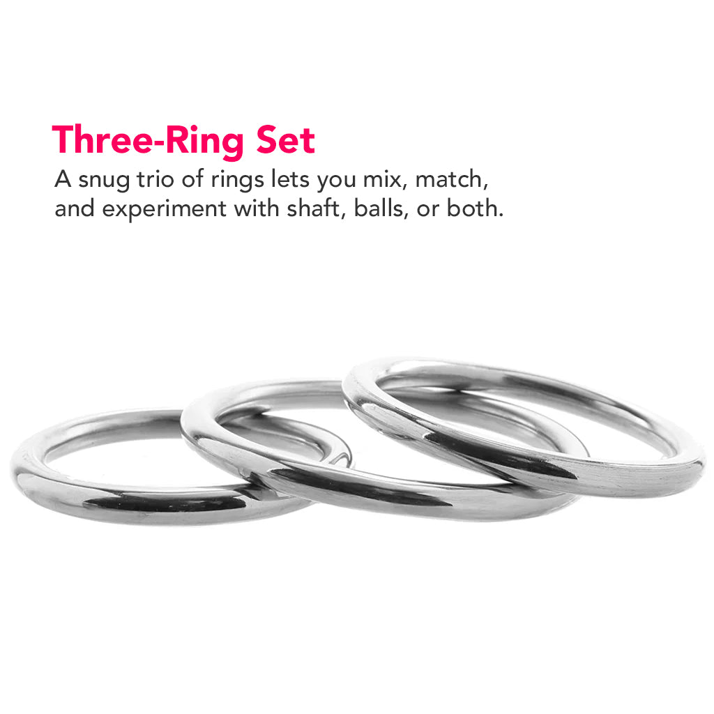 Stainless Steel 3 Piece Cock Ring Set - Image 3