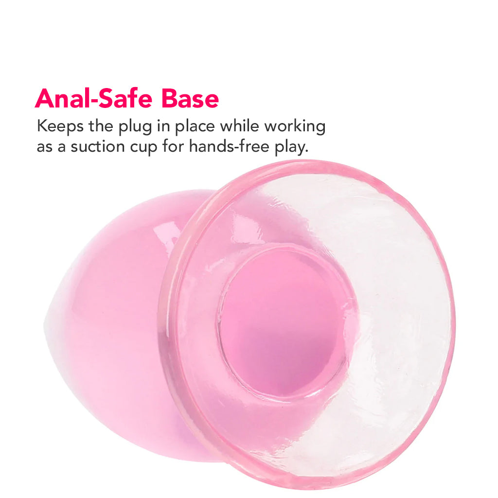 RealRock Crystal Clear Jelly 4.5 Inch Butt Plug in Pink - Image 5