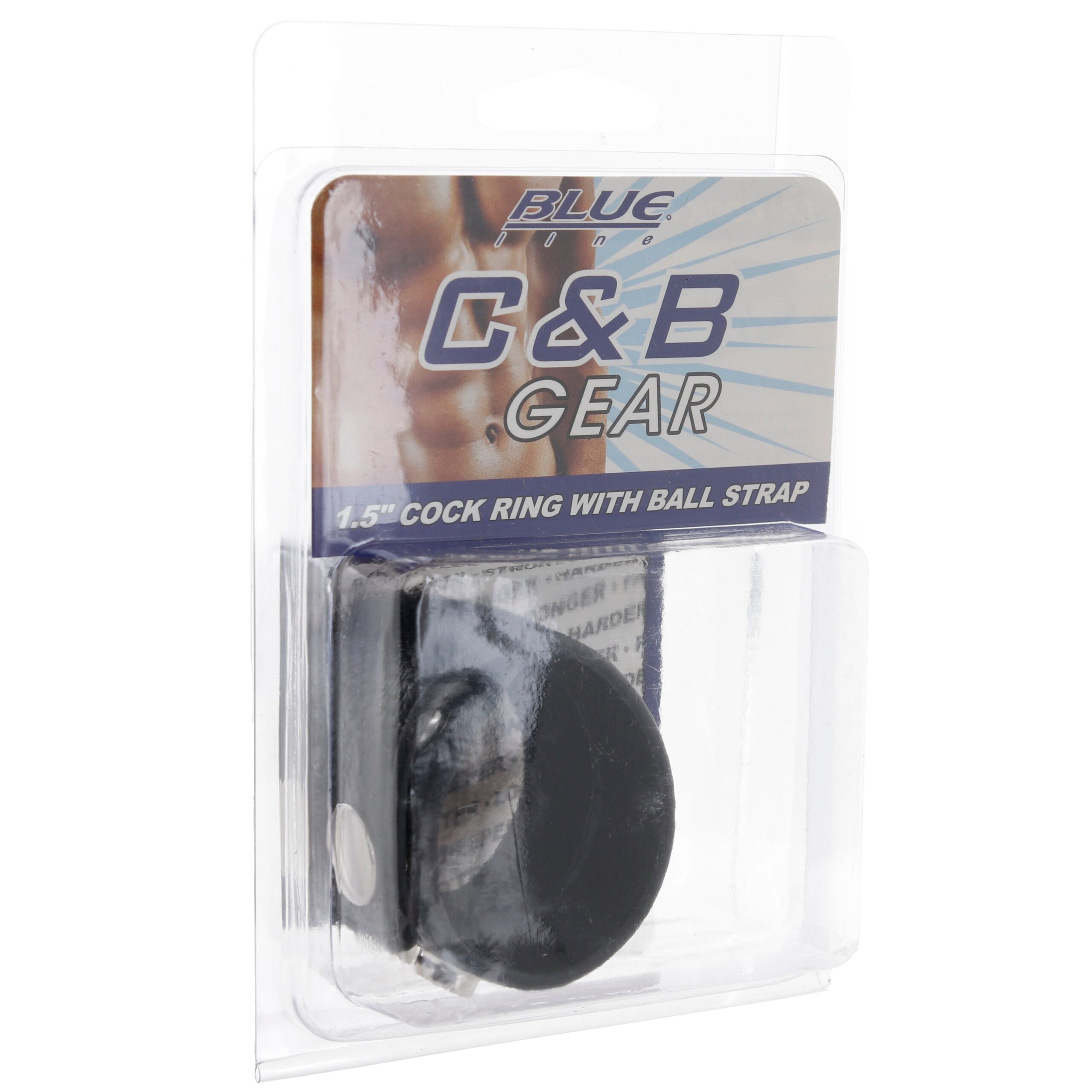 Blue Line 1.5 Inch Cock Ring with Ball Strap - Image 9