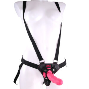 Dillio 6 Inch Strap-On Suspender Harness Set in Pink