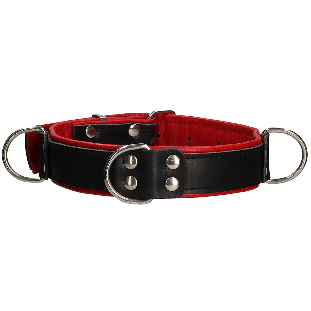 Ouch! Deluxe Bonded Leather Bondage Collar in Red - Image 2