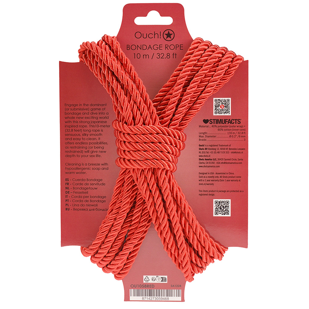 Ouch! 32.8'/10m Bondage Rope in Red - Image 5