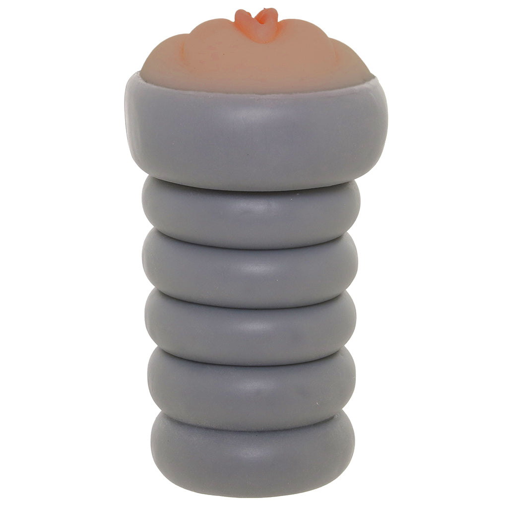 Ribbed Gripper Tight Pussy Stroker in Brown - Image 3