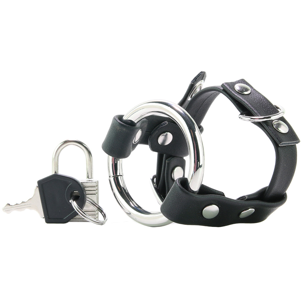 Metal Cock Ring with Locking Ball Strap - Image 3