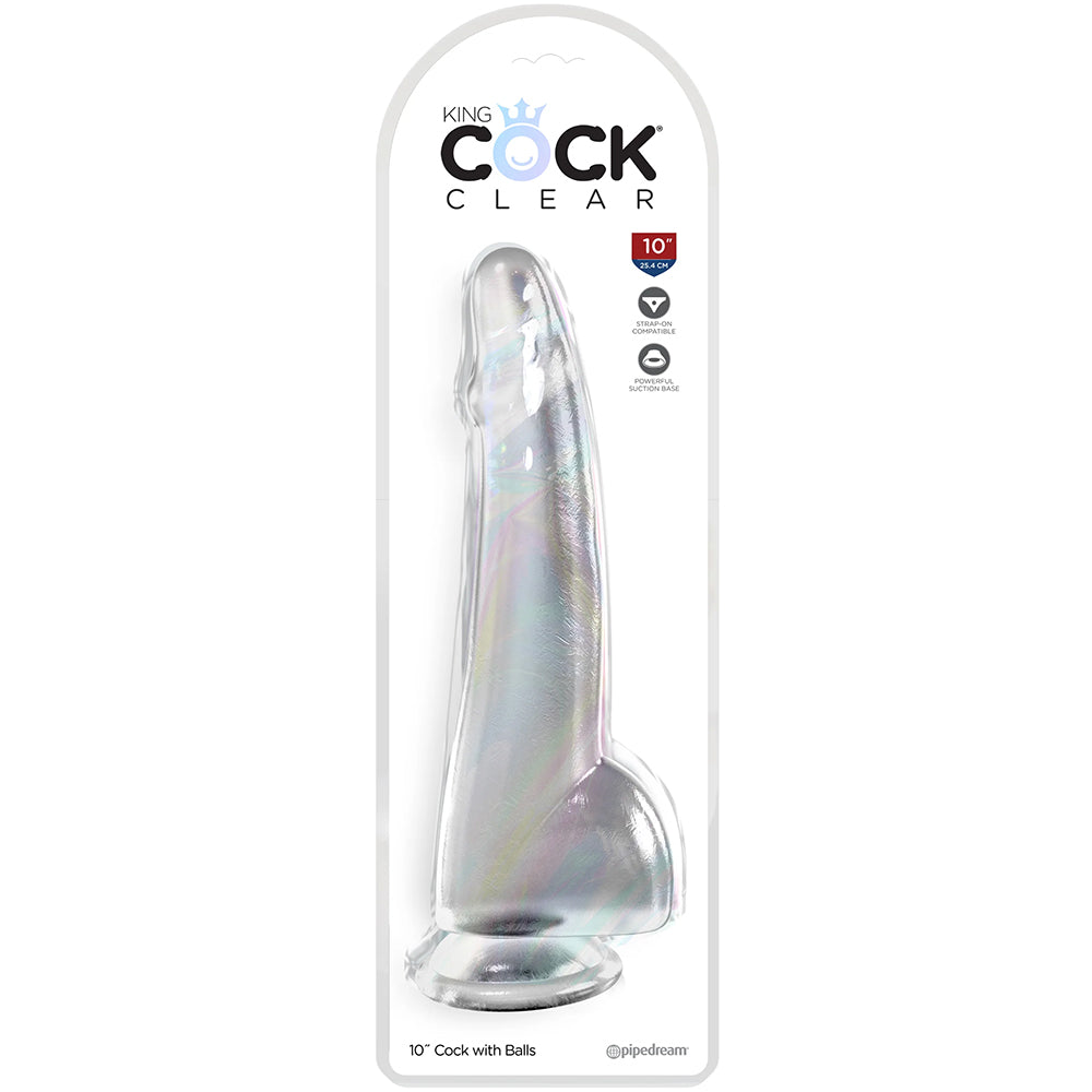 King Cock 10 Inch Smooth Ballsy Dildo in Clear - Image 6