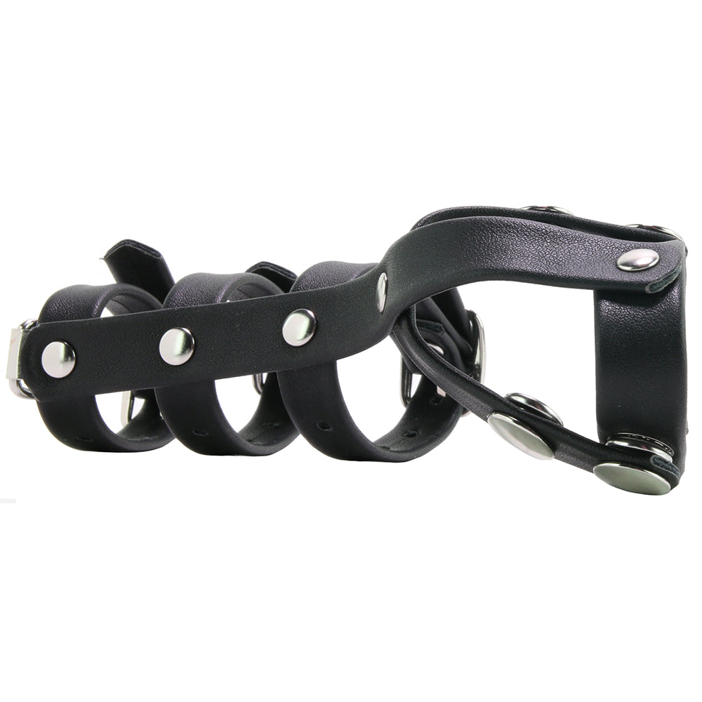 Blue Line Triple Cock and Ball Strap with Leash Lead - Image 5