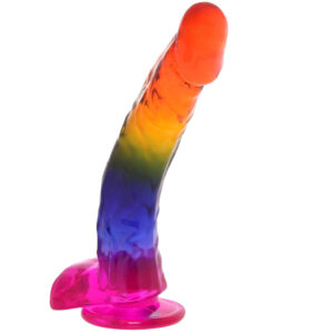 Crystal Jellies 9.5 Inch Cock & Balls Dildo in Rainbow