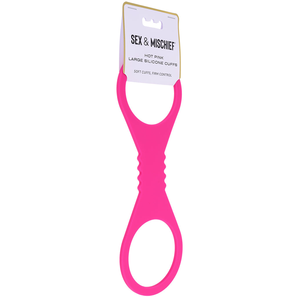 Sex & Mischief Hot Pink Silicone Cuffs in Large - Image 9