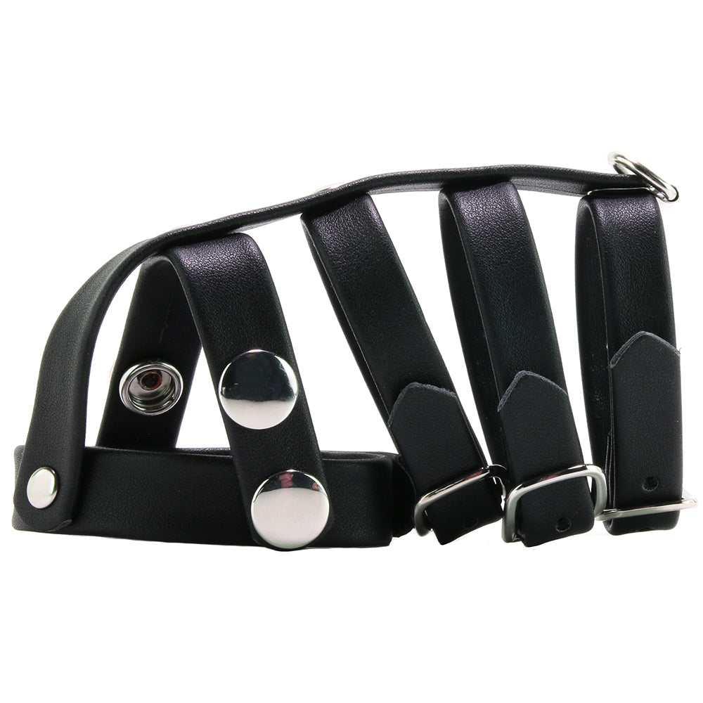Blue Line Triple Cock and Ball Strap with Leash Lead - Image 3